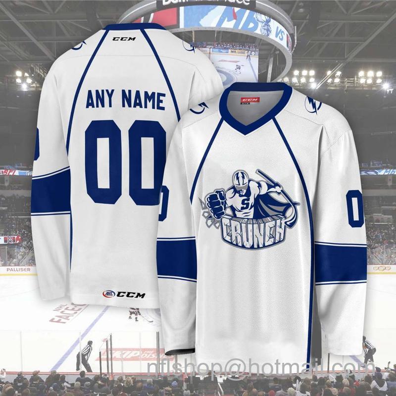 Men's Youth Customized Syracuse Crunch AHL White CCM Hockey Stitched Jersey