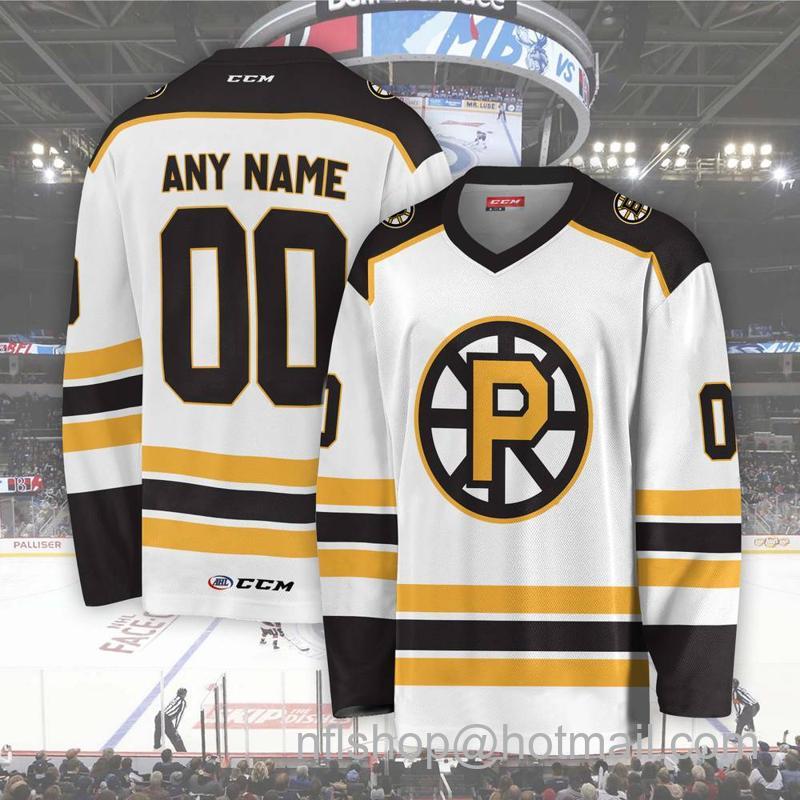 Men's Youth Customized Providence Bruins AHL White CCM Hockey Stitched Jersey