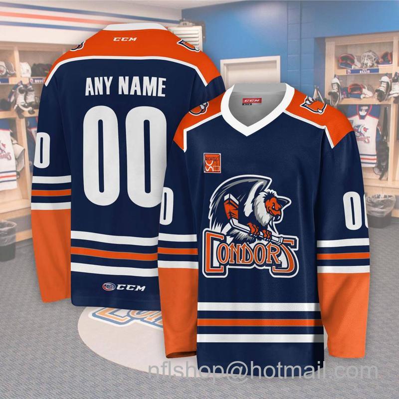 Men's Youth Customized Bakersfield Condors Navy AHL CCM Hockey Stitched Jersey