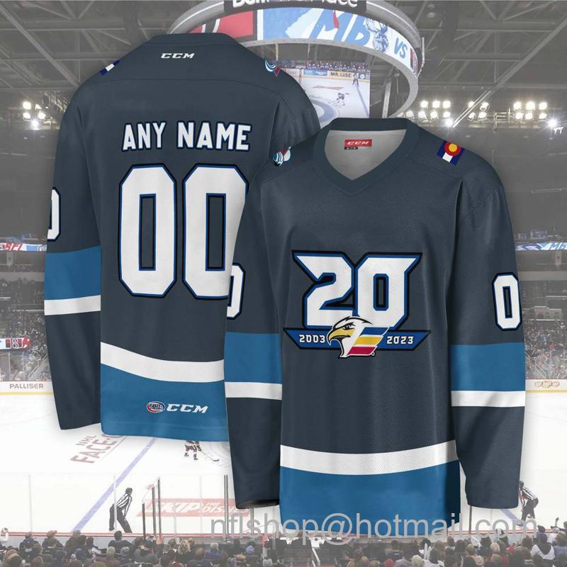Men's Youth Customized Colorado Eagles AHL Grey CCM Hockey Stitched Jersey