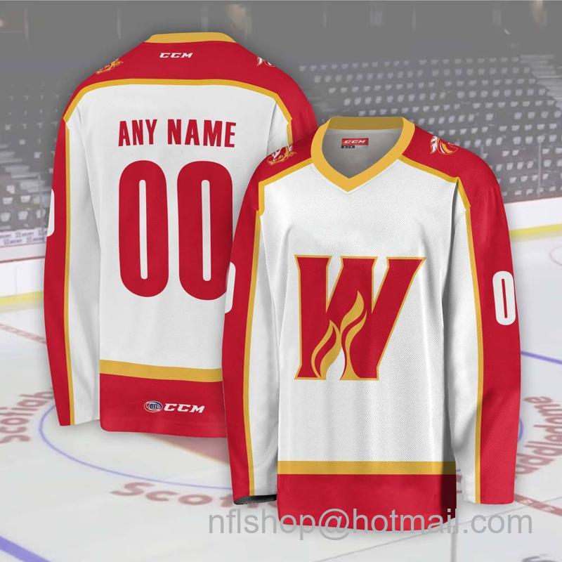 Men's Youth Customized Calgary Wranglers AHL White CCM Hockey Stitched Jersey