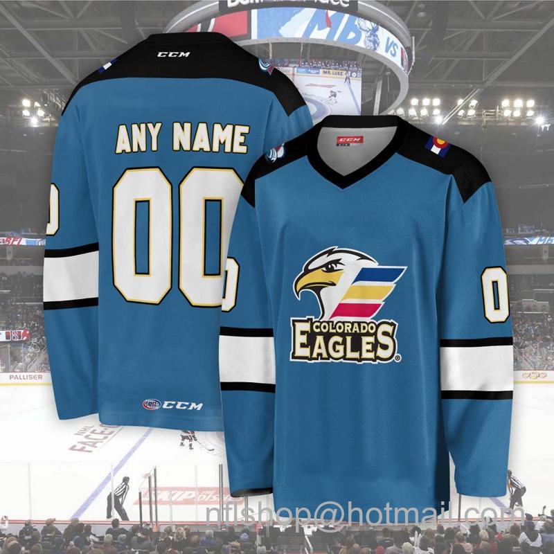 Men's Youth Customized Colorado Eagles Sky Blue AHL CCM Hockey Stitched Jersey