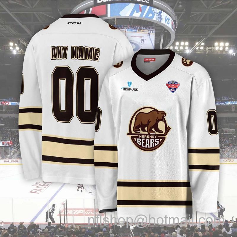 Men's Youth Customized Hershey Bears AHL White CCM Hockey Stitched Jersey