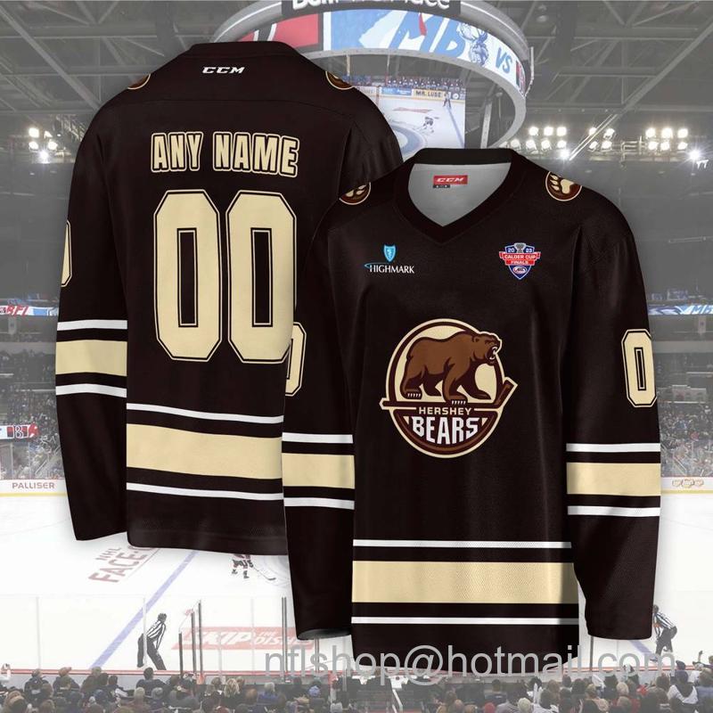 Men's Youth Customized Hershey Bears AHL Brown CCM Hockey Stitched Jersey