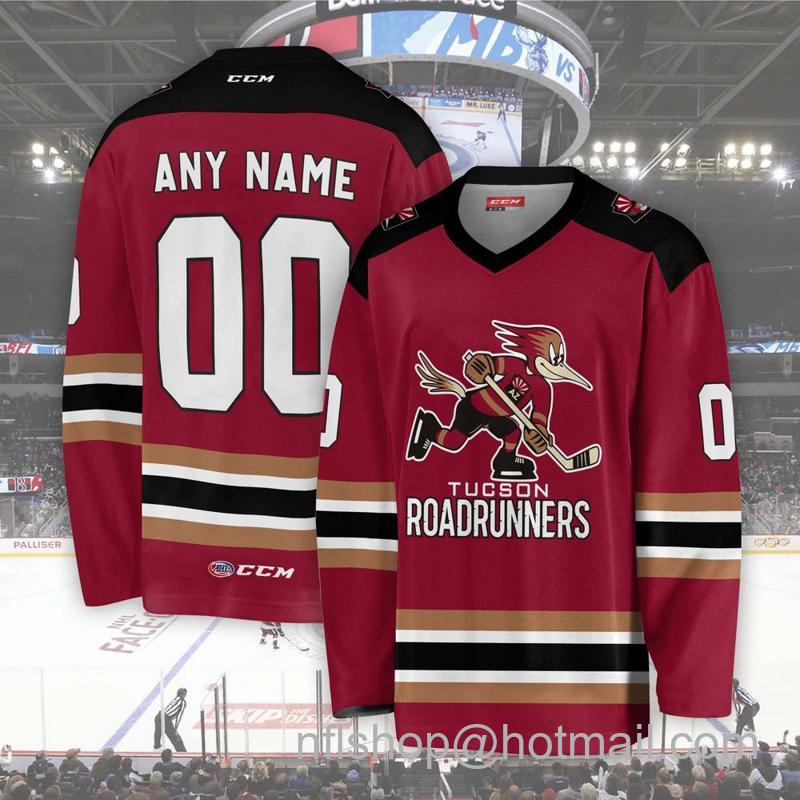 Men's Youth Customized Tucson Roadrunners AHL Red CCM Hockey Stitched Jersey