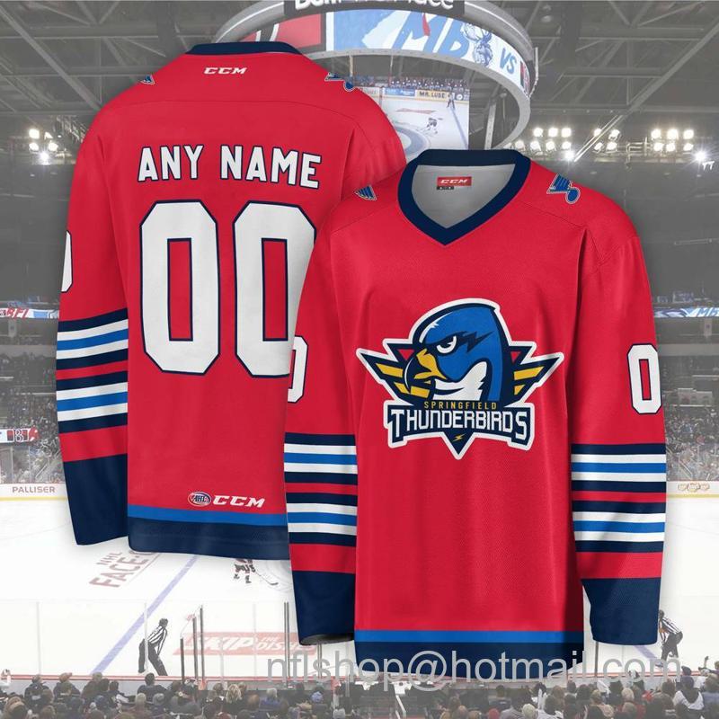 Men's Youth Customized Springfield Thunderbirds AHL Red CCM Hockey Stitched Jersey