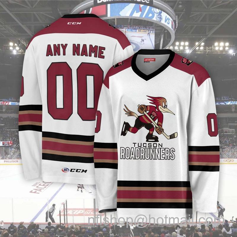 Men's Youth Customized Tucson Roadrunners AHL White CCM Hockey Stitched Jersey