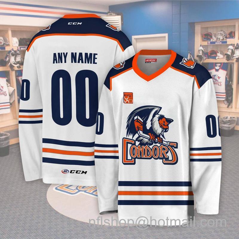 Men's Youth Customized Bakersfield Condors White AHL CCM Hockey Stitched Jersey
