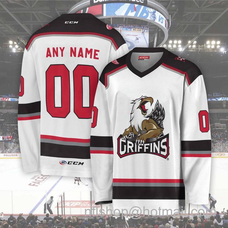 Men's Youth Customized Grand Rapids Griffins AHL White CCM Hockey Stitched Jersey
