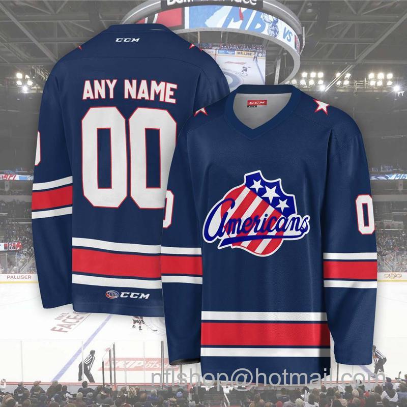 Men's Youth Customized Rochester Americans AHL Blue CCM Hockey Stitched Jersey