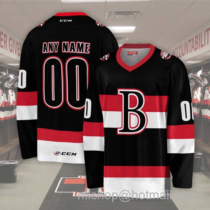 Men's Youth Customized Belleville Senators AHL Black CCM Hockey Stitched Jersey