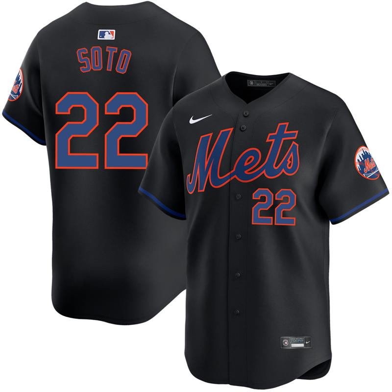 Men's New York Mets #22 Juan Soto Alternate Black Nike Limited Stitched Baseball MLB Jersey