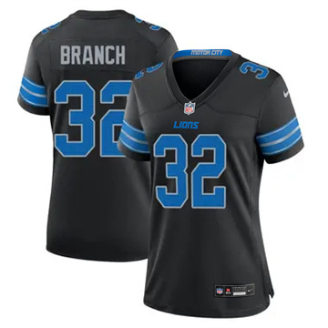 Women's Detroit Lions #32 Brian Branch Team Game Black Nike Stitched NFL Jersey