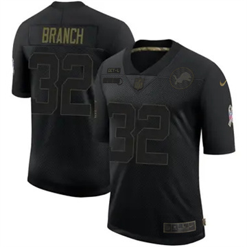 Men's Detroit Lions #32 Brian Branch Vapor Limited 2020 Salute to Service Black Nike Stitched NFL Jersey