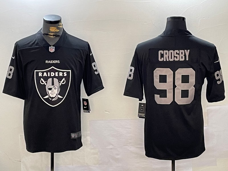 Men's Oakland Raiders #98 Maxx Crosby Black Front Big Team Logo Vapor Untouchable Limited Stitched NFL Jersey