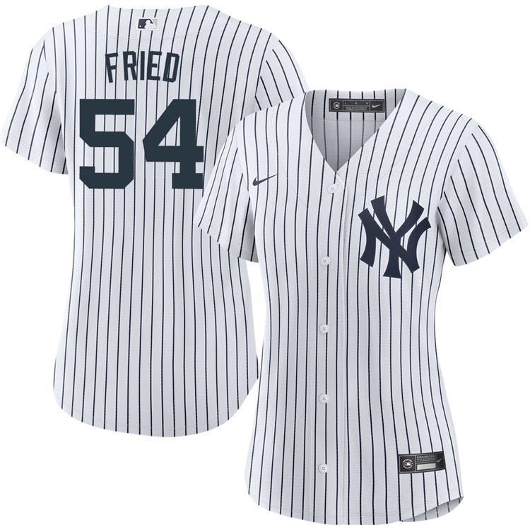 Women's New York Yankees #54 Max Fried Home White Stitched Cool Base Nike Jersey