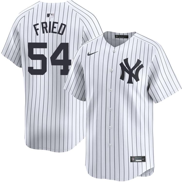 Men's New York Yankees #54 Max Fried Home White Stitched Nike Limited Jersey