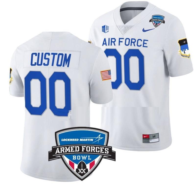 Men's Youth Nike Custom Air Force Falcons Jersey Name and Number NCAA College Football Armed Forces Bowl White