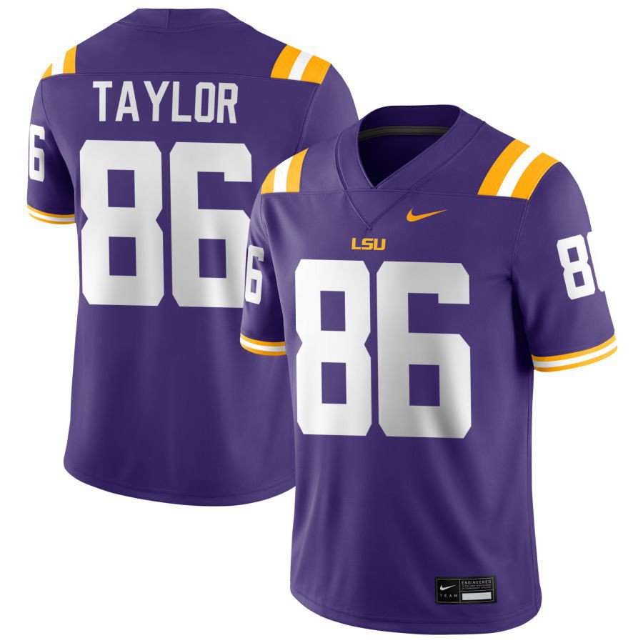 Men's Nike LSU Tigers #86 Mason Taylor Jersey Purple Replica College Football