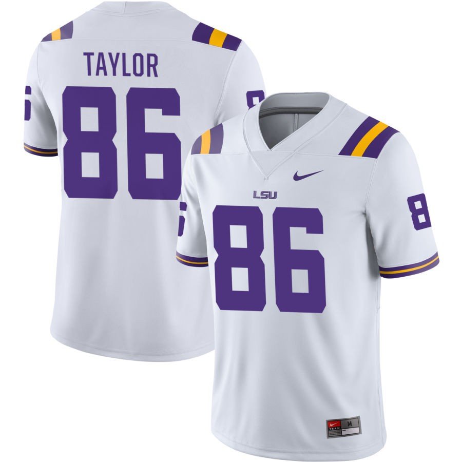 Men's Nike LSU Tigers #86 Mason Taylor Jersey White Replica College Football