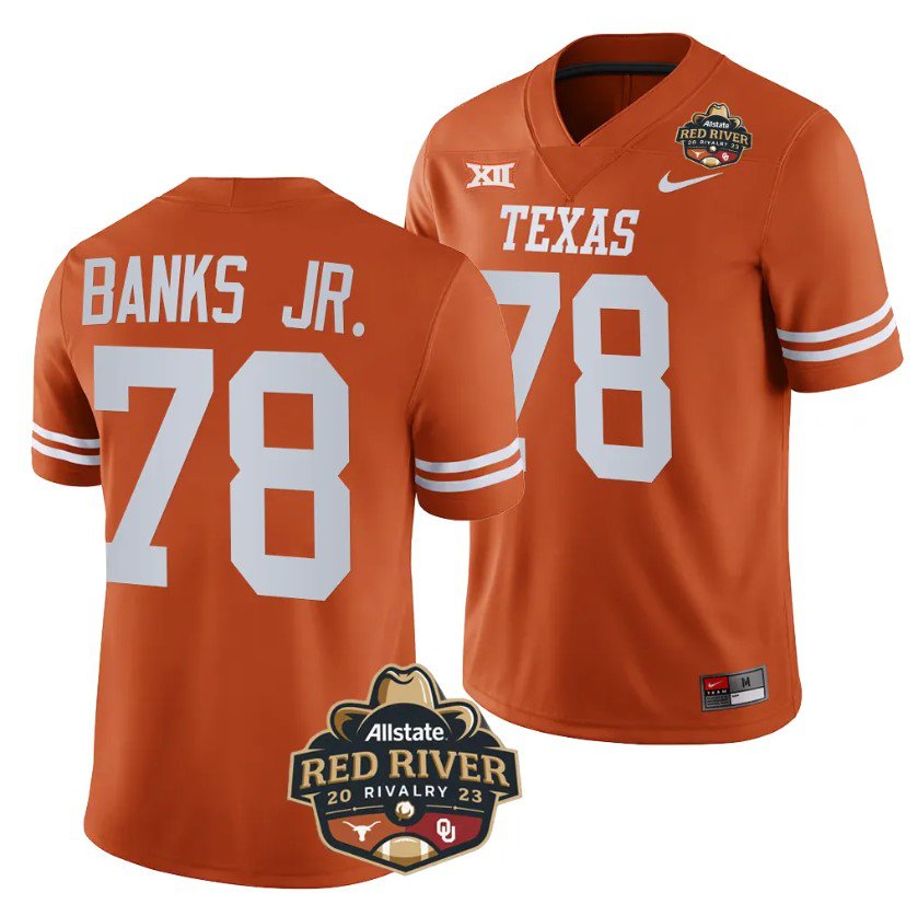 Men's Nike Texas Longhorns Kelvin Banks Jr. Jersey #78 2023 Allstate Red River Rivalry Orange Football