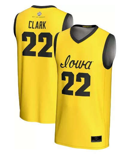 Men's Prosphere Iowa Hawkeyes #22 Caitlin Clark Jersey Gold Full Sublimated Replica Basketball