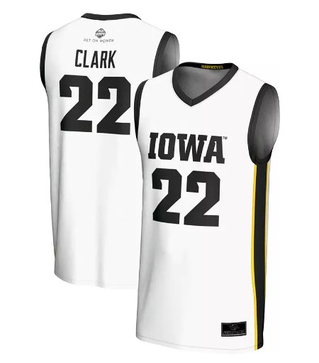 Men's Prosphere Iowa Hawkeyes #22 Caitlin Clark Jersey White Full Sublimated Replica Basketball