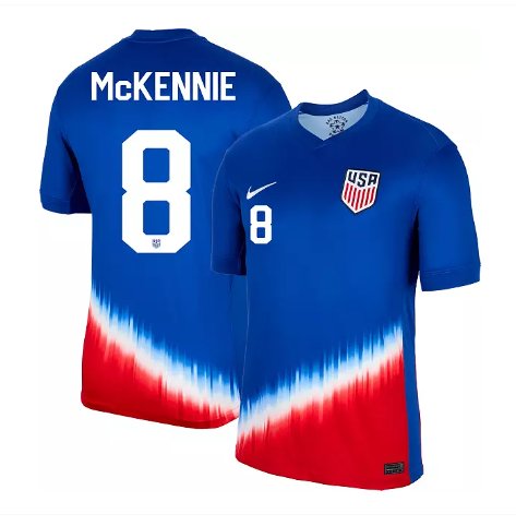 Men's Nike USMNT Weston McKennie Jersey #8 2024 Away Replica Soccer Blue