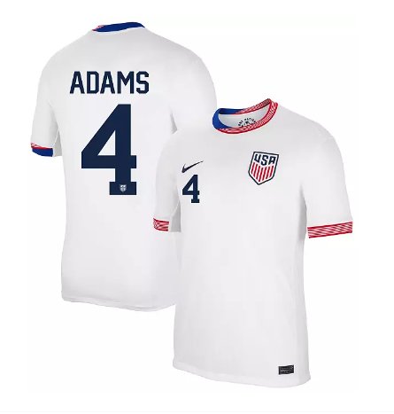 Men's Nike USMNT Tyler Adams Jersey #4 2024 Home Replica Soccer White