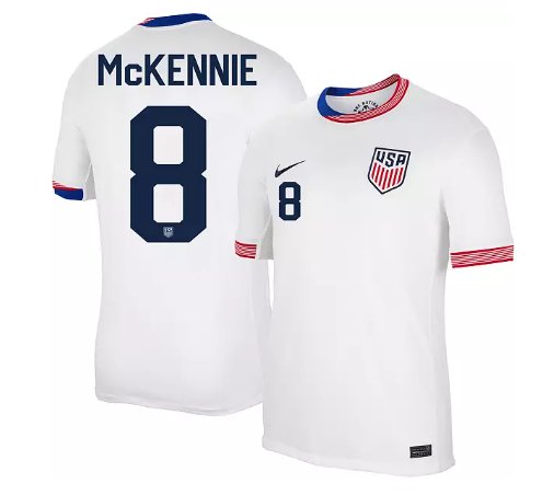 Men's Nike USMNT Weston McKennie Jersey #8 2024 Home Replica Soccer White