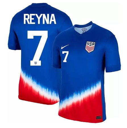 Men's Nike USMNT Giovanni Reyna Jersey #7 2024 Away Replica Soccer White