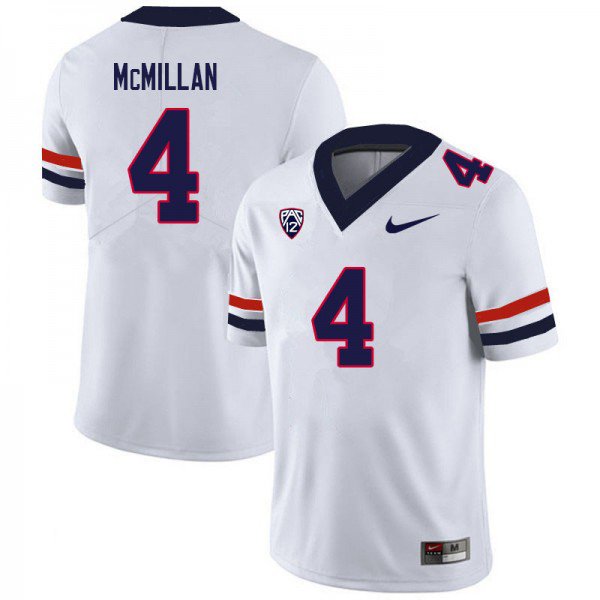 Men's Nike Tetairoa McMillan Jersey White #4 Arizona Wildcats College Football Stitched