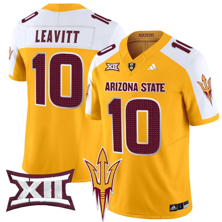 Men's Adidas Sam Leavitt Jersey #10 Arizona State Sun Devils 2024 Vapor Limited Gold Alternate