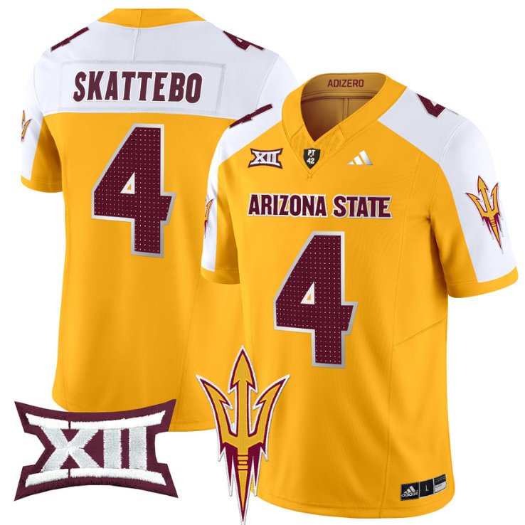 Men's Adidas Cam Skattebo Jersey #4 Arizona State Sun Devils 2024 Vapor Limited Gold Alternate