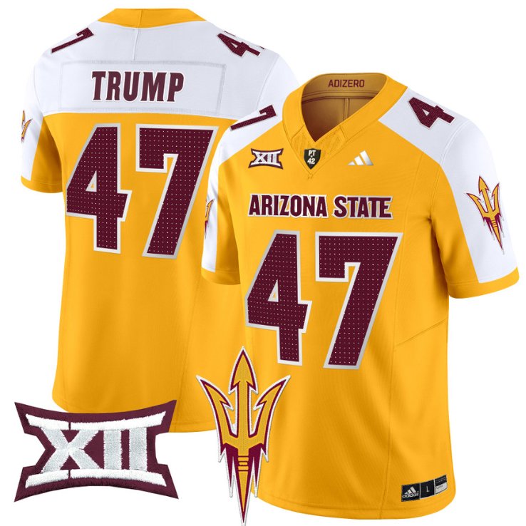 Men's Adidas Donald Trump Jersey #47 Arizona State Sun Devils 2024 Vapor Limited Gold Alternate