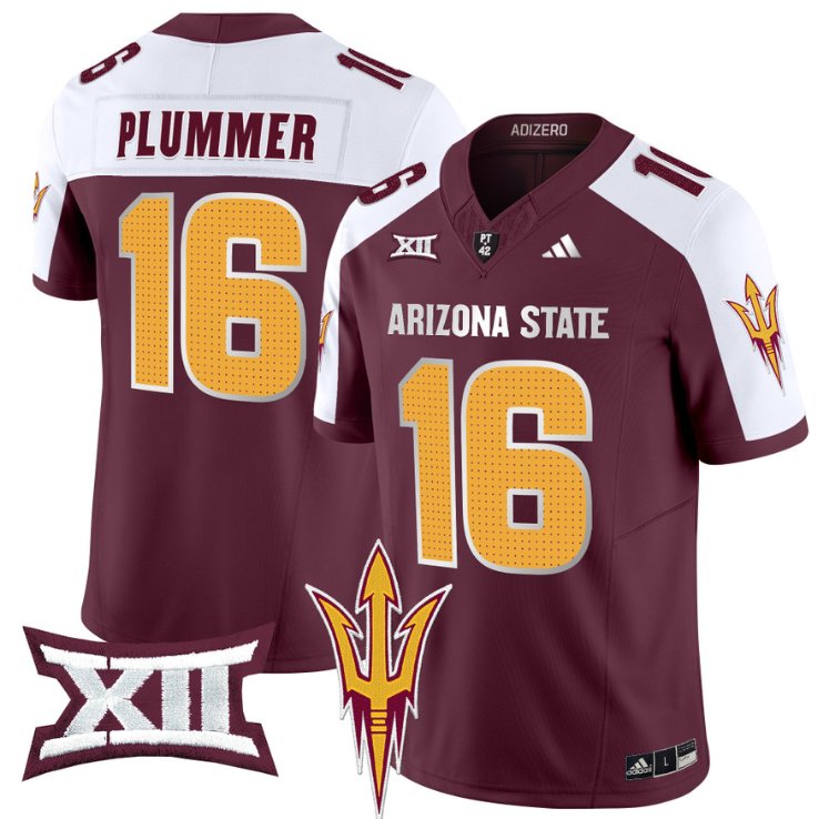 Men's Adidas Jake Plummer Jersey #16 Arizona State Sun Devils 2024 Vapor Limited Maroon Alternate