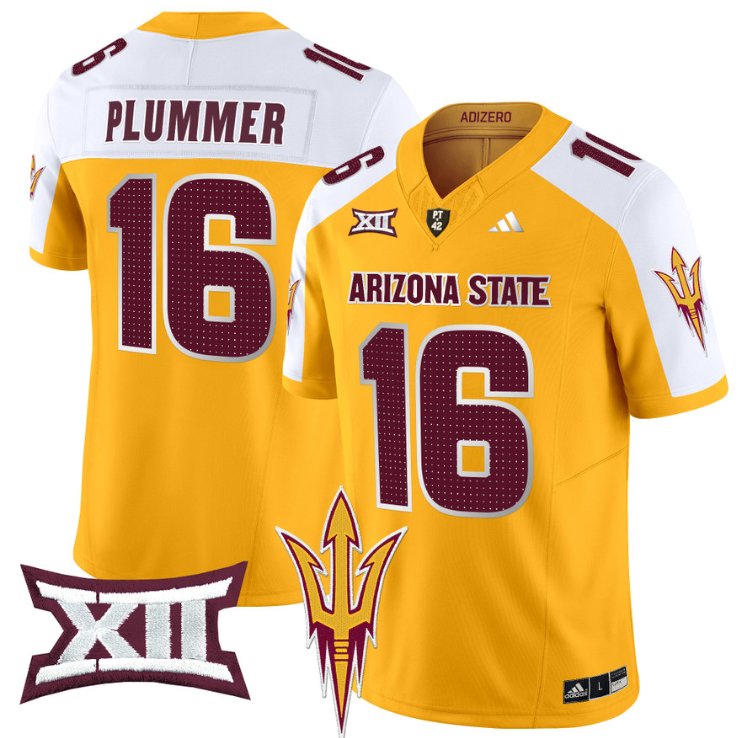 Men's Adidas Jake Plummer Jersey #16 Arizona State Sun Devils 2024 Vapor Limited Gold Alternate