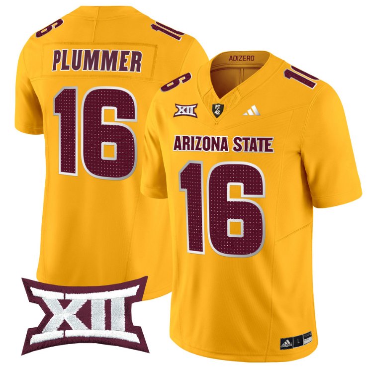 Men's Adidas Jake Plummer Jersey #16 Arizona State Sun Devils 2024 Vapor Limited Gold