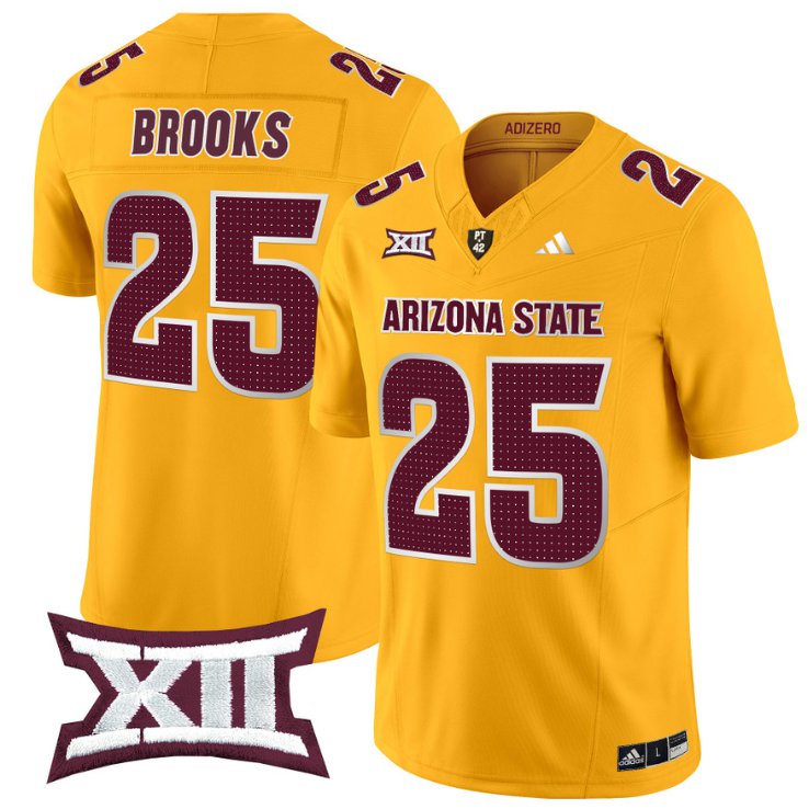 Men's Adidas DeCarlos Brooks Jersey #25 Arizona State Sun Devils 2024 Vapor Limited Gold