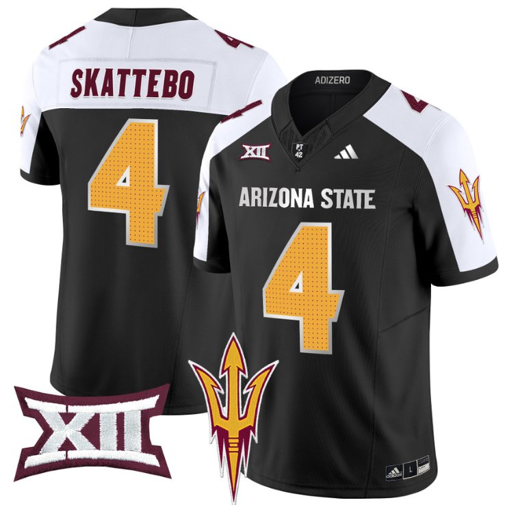 Men's Adidas Cam Skattebo Jersey #4 Arizona State Sun Devils 2024 Vapor Limited Black Alternate