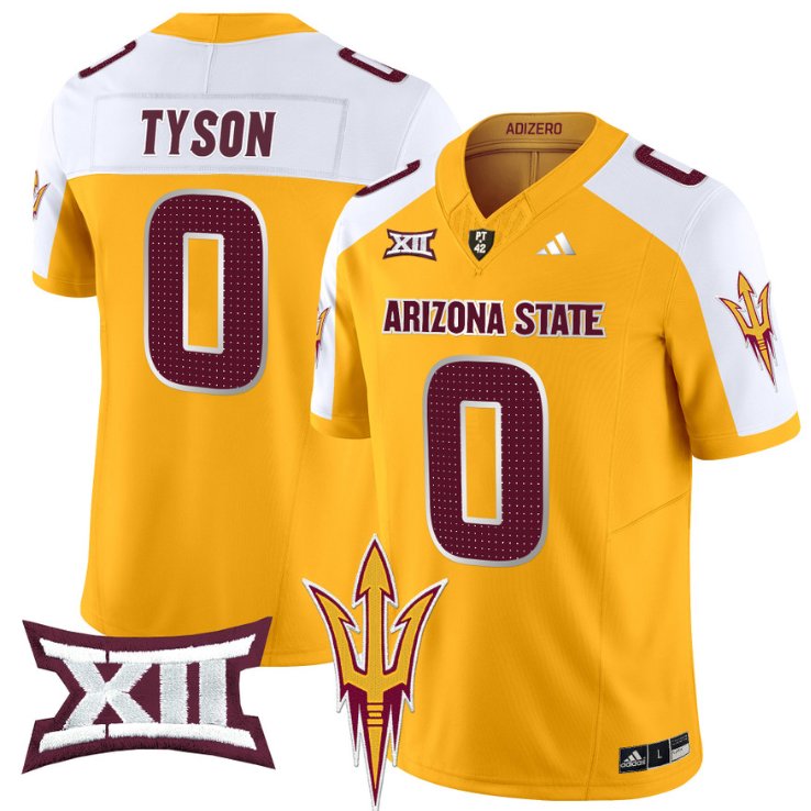 Men's Adidas Jordyn Tyson Jersey #0 Arizona State Sun Devils 2024 Vapor Limited Gold Alternate