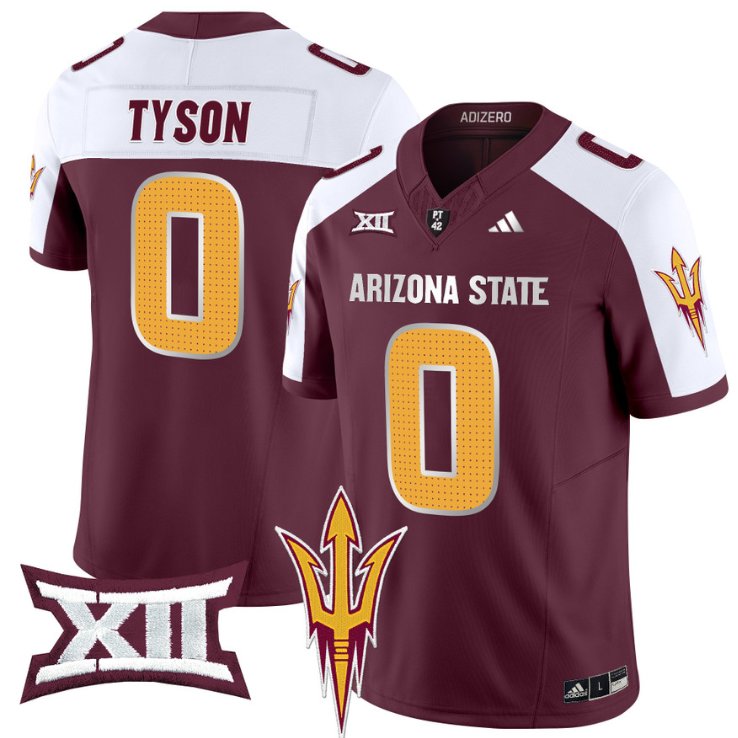 Men's Adidas Jordyn Tyson Jersey #0 Arizona State Sun Devils 2024 Vapor Limited Maroon Alternate