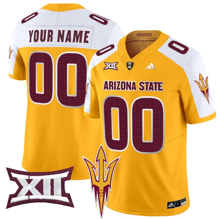 Men's Adidas Custom Arizona State Sun Devils Jersey Name, Number 2024 Vapor Limited Gold Alternate