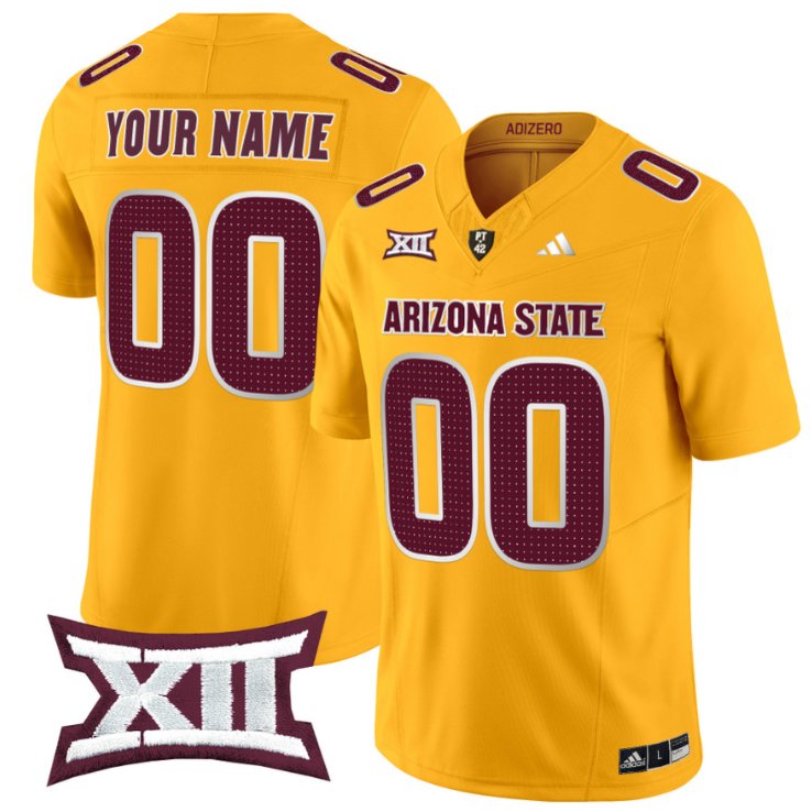 Men's Adidas Custom Arizona State Sun Devils Jersey Name, Number 2024 Vapor Limited Gold