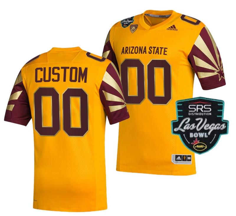 Men's Adidas Custom Arizona State Sun Devils Jersey Name and Number NCAA College Football Las Vegas Bowl Gold