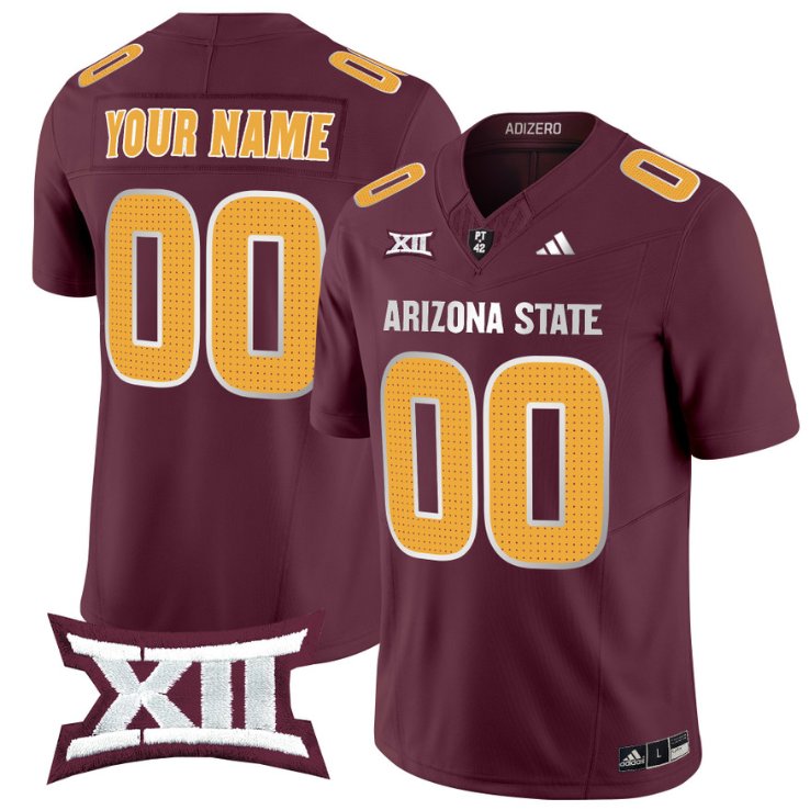 Men's Adidas Custom Arizona State Sun Devils Jersey Name, Number 2024 Vapor Limited Maroon