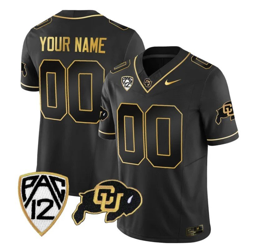 Men's Nike Custom Colorado Buffaloes Jersey Vapor Limited Gold College Football All Stitched Black Gold