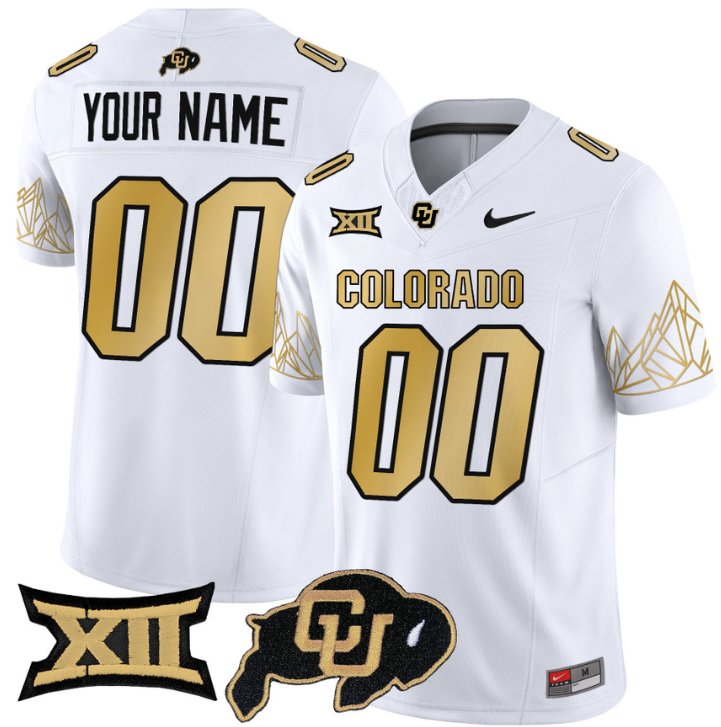 Men's Nike Custom Colorado Buffaloes Jersey Name, Number Vapor Big 12 XII Patch White Limited