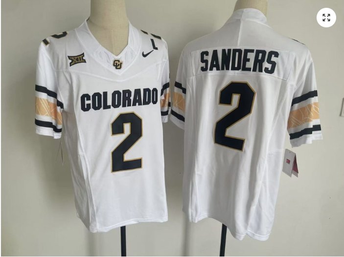 Men's Nike Shadeur Sanders Jersey #2 Colorado Buffaloes Football White Home Alternative 2