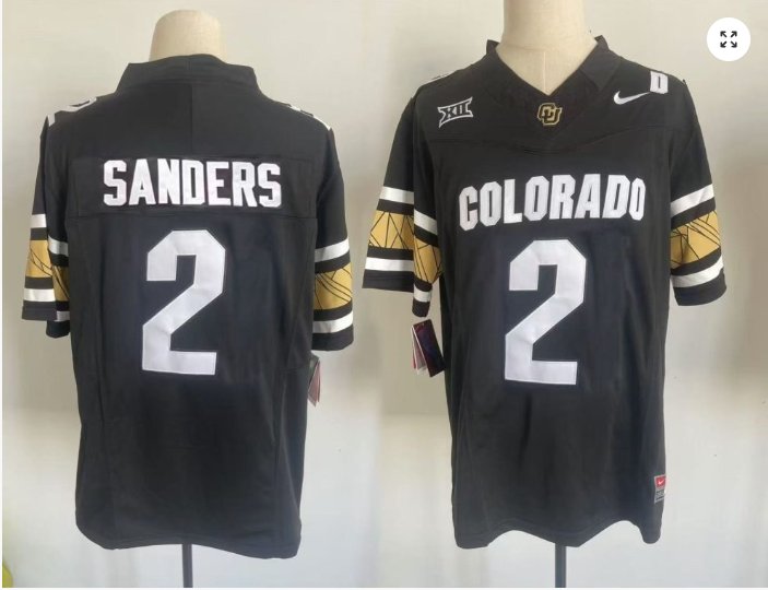 Men's Nike Shadeur Sanders Jersey #2 Colorado Buffaloes Football Black Home Alternative 2